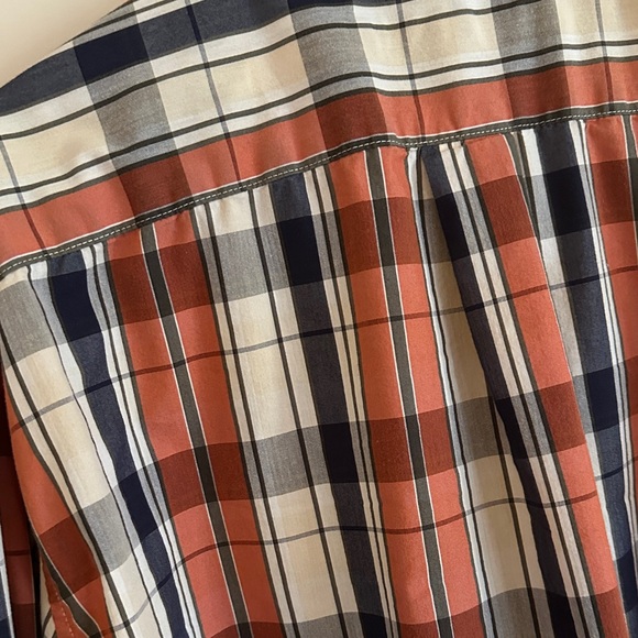 U.S. Polo Assn. Men's Plaid Shirt - Rust, Blue, Cream. Button Up Long Sleeve - Picture 5 of 6